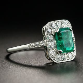 1.08 Carat Emerald Platinum and Diamond Ring