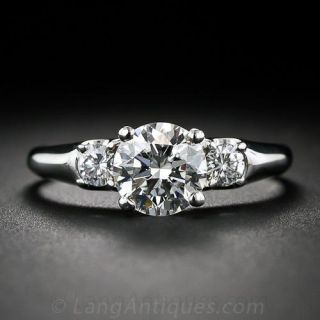 1.08 Carat Mid-Century Vintage Diamond Engagement Ring