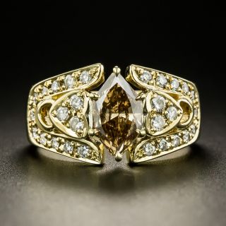 1.08 Carat Natural Brown Lozenge Diamond Ring - GIA - 2