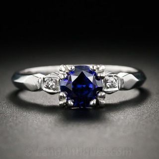 1.08 Carat Sapphire Art Deco Ring