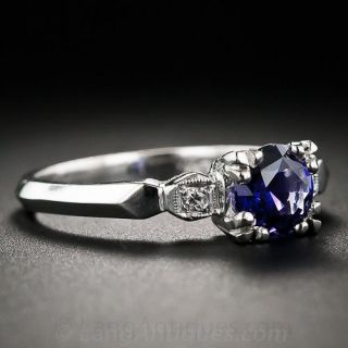 1.08 Carat Sapphire Art Deco Ring
