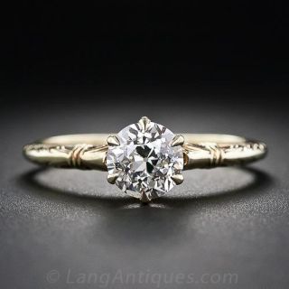 1.09 Carat European-Cut Diamond Vintage Solitaire
