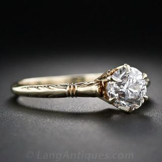 1.09 Carat European-Cut Diamond Vintage Solitaire
