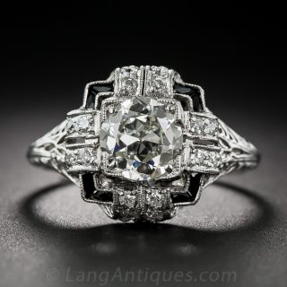 1.09 carat GIA Diamond Art Deco Ring