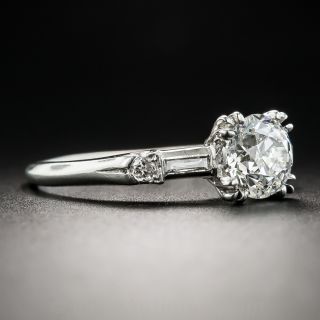 1.09 Diamond Platinum Vintage Engagement Ring - GIA H VS1