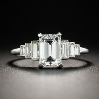 1.09 Emerald-Cut  Diamond Platinum Engagement Ring - GIA D VVS 1