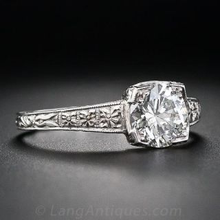 1.10 Carat Art Deco Diamond Engagement Ring