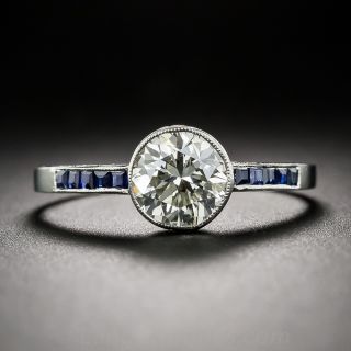 1.10 Carat Art Deco Style Diamond and Sapphire Ring