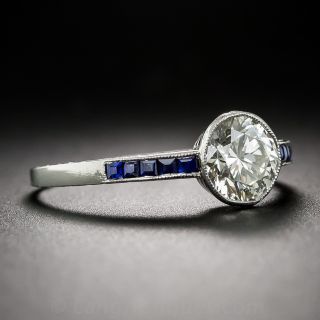 1.10 Carat Art Deco Style Diamond and Sapphire Ring