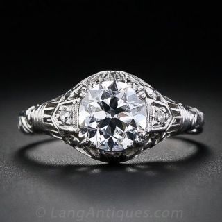 1.10 Carat  'D -VS1' European Cut Diamond Antique Engagement Ring