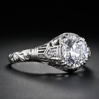 1.10 Carat  'D -VS1' European Cut Diamond Antique Engagement Ring