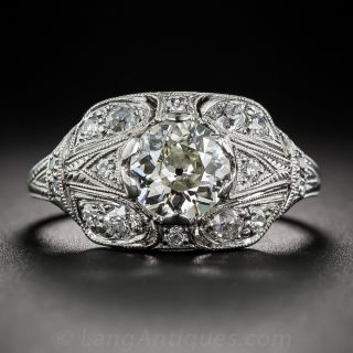 1.10 Carat Diamond Platinum Art Deco Engagement Ring