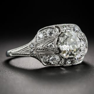 1.10 Carat Diamond Platinum Art Deco Engagement Ring