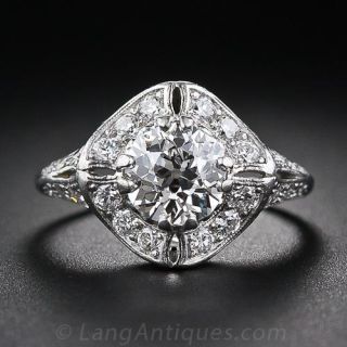 1.10 Carat European-Cut Diamond Engagement Ring 