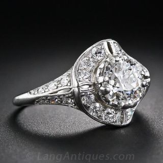 1.10 Carat European-Cut Diamond Engagement Ring 