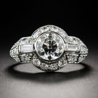 1.10 Carat French Art Deco Platinum and Diamond Engagement Ring