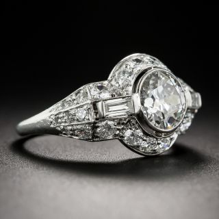 1.10 Carat French Art Deco Platinum and Diamond Engagement Ring