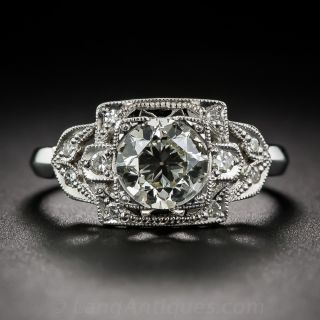 1.10 Carat Platinum and Diamond Art Deco Engagement Ring