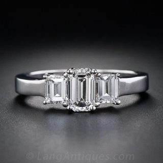 1.10 Carat Total Weight Emerald-Cut Diamond Engagement Ring