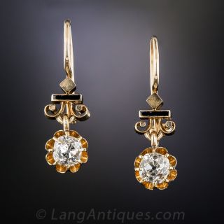 1.10 Carat Victorian Diamond Drop Earrings