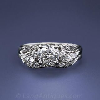 1.10 ct. Antique Cushion Cut Diamond & Platinum Wedding Set