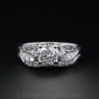 1.10 ct. Antique Cushion Cut Diamond & Platinum Wedding Set
