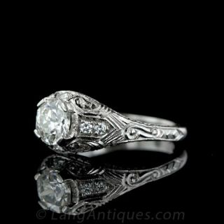 1.10 ct. Edwardian Style Platinum Diamond Engagement Ring
