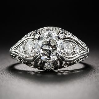 1.11 Carat 1920s Platinum and Diamond Engagement Ring