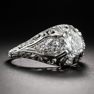 1.11 Carat 1920s Platinum and Diamond Engagement Ring