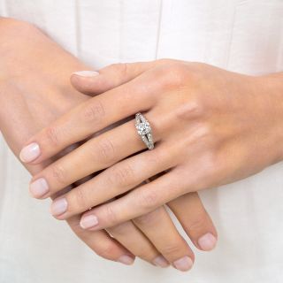 1.11 Carat Antique Cushion-Cut Diamond Vintage Engagement Ring - GIA  D VS1