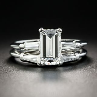 1.11 Carat Emerald Cut Diamond Wedding Set - GIA F VS1