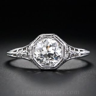 1.11 Carat European Cut Diamond Vintage Solitaire Ring