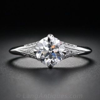 1.11 Carat 'F VS2' European-Cut Diamond Engagement Ring