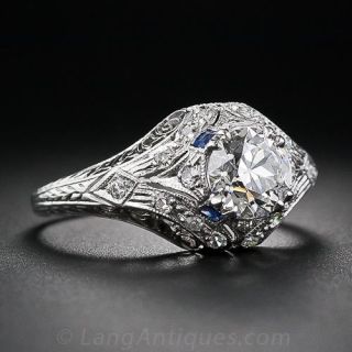 1.11 Carat G/VVS2 Art Deco Diamond Engagement Ring
