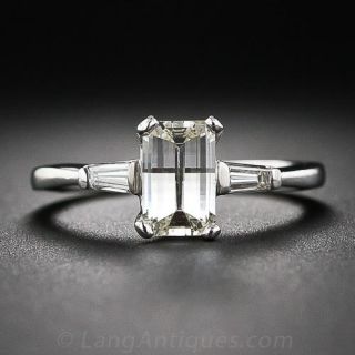 1.11 Carat Modified Emerald-Cut Diamond Engagement Ring in Platinum