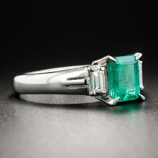 1.12 Carat Colombian Emerald Platinum and Diamond Ring