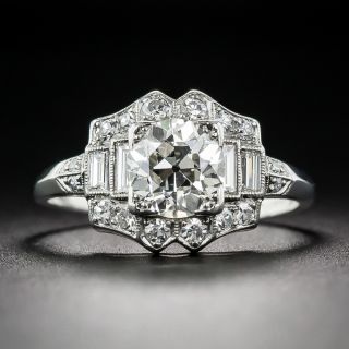 1.12 Carat Diamond and Platinum Art Deco Engagement Ring