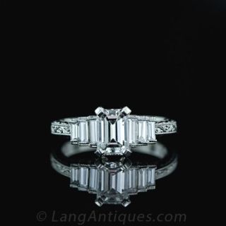 1.12 Carat Emerald Cut Diamond Ring Main View