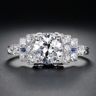 1.12 Carat European Cut Diamond Engagement Ring