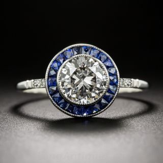 1.13 Carat Diamond and Sapphire Halo Ring