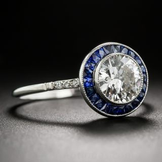 1.13 Carat Diamond and Sapphire Halo Ring