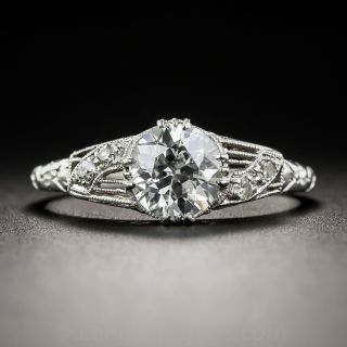 1.13 Carat Diamond Art Deco Platinum Engagement Ring - GIA H VS1 