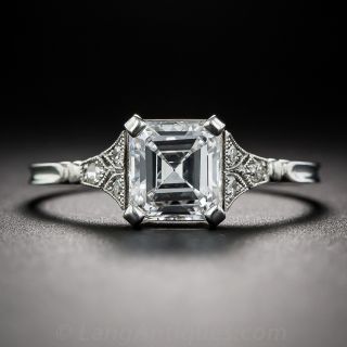 1.13 Carat Square Emerald-Cut Platinum Diamond Ring - GIA D/VS2 