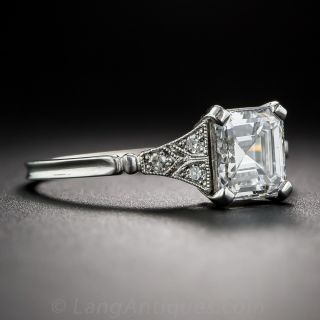 1.13 Carat Square Emerald-Cut Platinum Diamond Ring - GIA D/VS2 