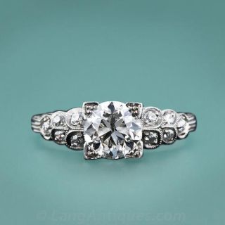 1.14 Carat Art Deco Style Diamond Engagement Ring