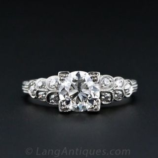 1.14 Carat Art Deco Style Diamond Engagement Ring