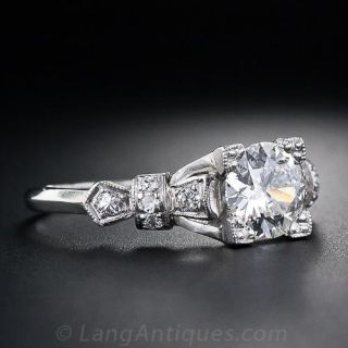 1.14 Carat Diamond and Platinum Art Deco Engagement Ring 