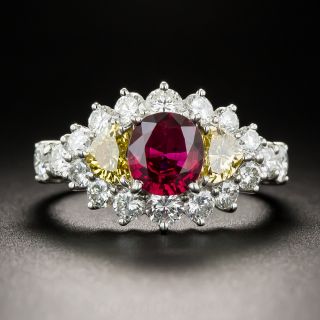 1.14 Carat No Heat Thai Ruby and Diamond Ring