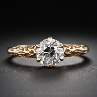 1.14 Carat Old European-Cut Diamond Solitaire in Yellow Gold