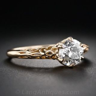 1.14 Carat Old European-Cut Diamond Solitaire in Yellow Gold